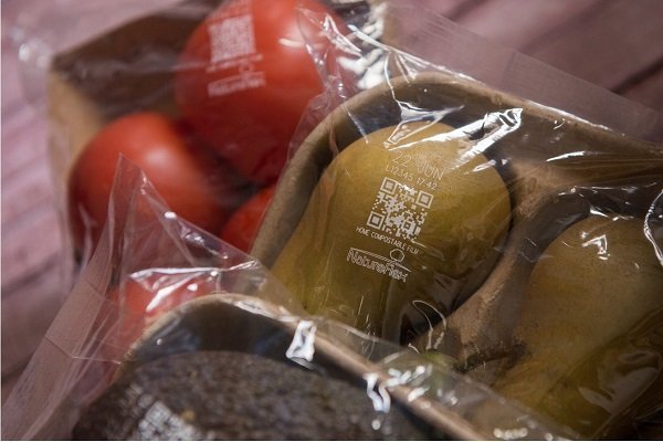 Packaged fresh product printed with QR code - small.x58c7570f Domino has collaborated with Futamura to produce sustainable laser coding for compostable film food packaging. Photo: Domino