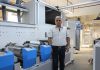 Abhay Datta, director, UV Graphics, with the Ultraflex UFO-450 10-color dual servo LED UV combo film and label press containing 42 servo drivers at his plant. Photo: PSA