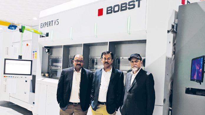Bobst-Surya-web700px The Surya Global Films project and technical team including DS Sengar head Project & Operations, Vinay Arora head – Electrical & Electronics, and Siddhant Singh head – Mechanical & Utilities are also happy with the performance of the first K5 Expert metalizer at the new plant Photo Bobst