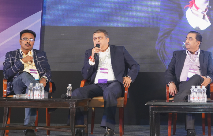 (L-R) Ashish Anand, technical director, Linksmart Technologies; Amit Milind Kale, associate vice president -- sourcing and supply chain, Reliance Retail; Prashant Kumar Gupta, vice president and chief business officer, Sriram Veritech Solutions; Sanjay Ghoshal, senior general manager & head, Diageo India; and Tirthankar Kshetrimayum, tech marketing lead, RFID solutions, Avery Dennison India during the panel discussion. Photo PSA PACK.Nxt